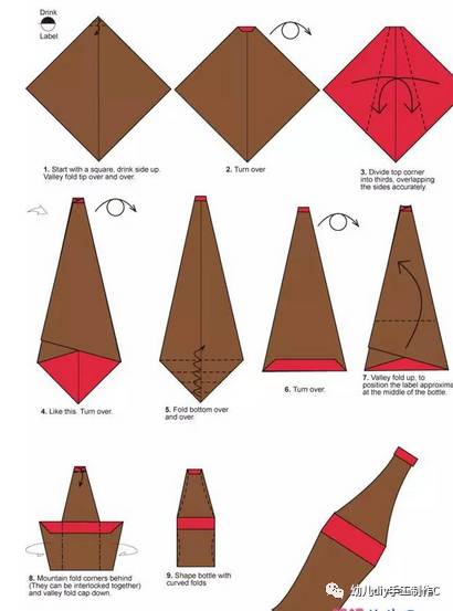 一瓶可乐手工折纸图谱教程
