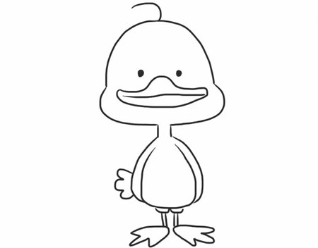 这样我们的卡通小鸭子就画好了.聪明的你学会了吗?